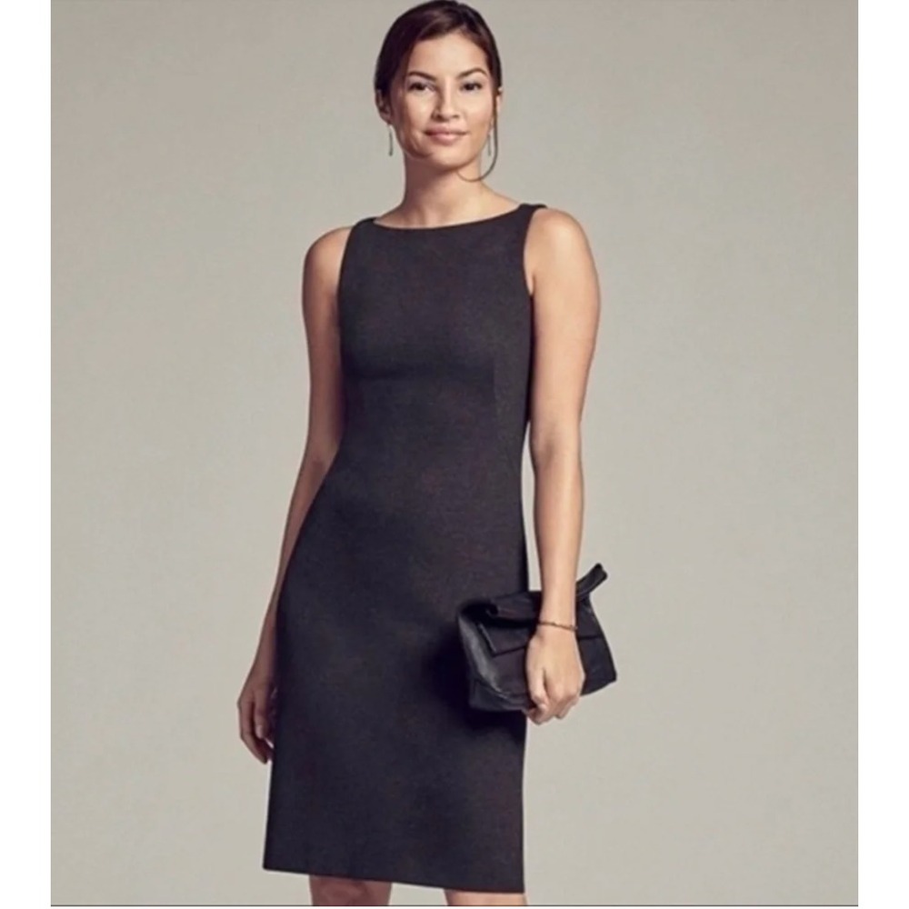 Mm Lafleur Lydia Twisted Strap Ponte Sheath Dress Womens 14 Gray Minimal Classic